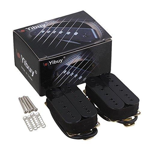 Yibuy Pair of Black General Purpose Dual Coil Metal Humbucker Pickups for Electric Guitar