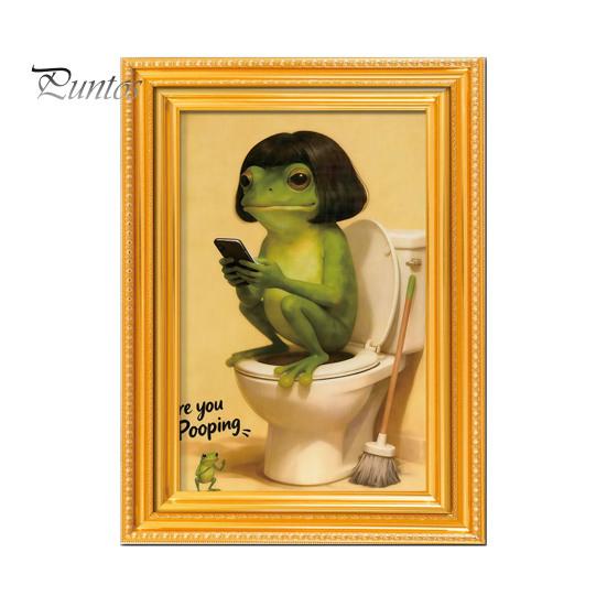 Non-slip Fridge Magnet 1/6Pcs Abstract Frog Refrigerator Vintage Cartoon Green with Frame Home Kitchen Office Decoration Animal Design