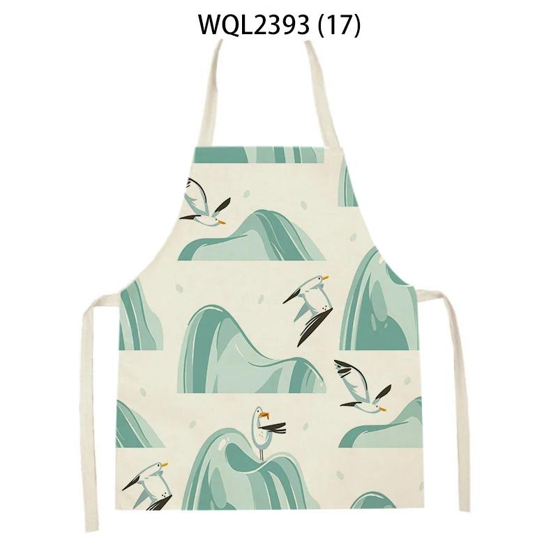 Home Kitchen Cooking Aprons Lovely Animal Bears Printed Sleeveless Linen Colorful Aprons for Men Women Baking Accessories