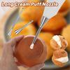 3 Pcs Cream Icing Piping Nozzle Tips,Stainless Steel Long Cream Nozzle Decor,Small Pastry Icing Piping Decorating Tools + Decorating Cleaning Brush