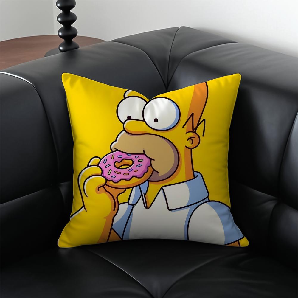 TThe Simpsons Cushion Cover Pillow Case Antidustmite Invisible Zipper Silky Plush Cushion