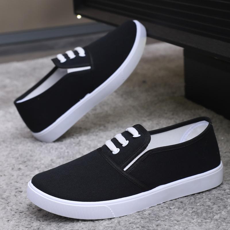 Womens Canvas Solid White Lightweight Color Minimalist Sneakers Lowtop Comfort Slip On Soft Sole Flat Shoes