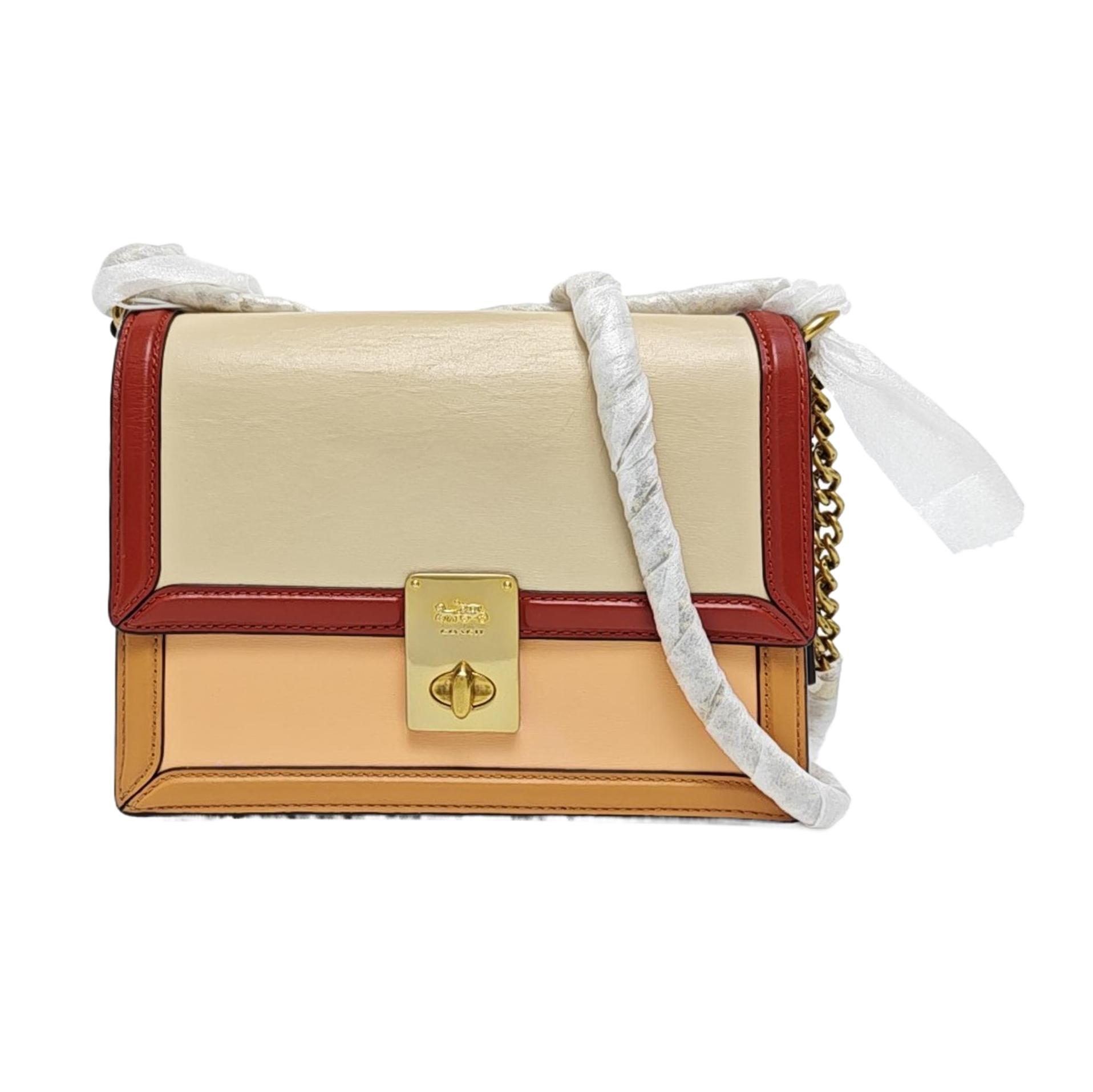 [Pre-Owned] Hutton 22 Color Block Flap Leather Small Square Chain Shoulder Bag - Very Good #OH672S ONE SIZE