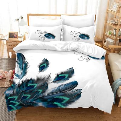 Ropa de Cama Estampada con Plumas de Pavo Real de Colores Home Spin Deluxe Funda Nórdica de Plumón Funda de Almohada 2/3 Adulto Niños Dormitorio Queen King Size