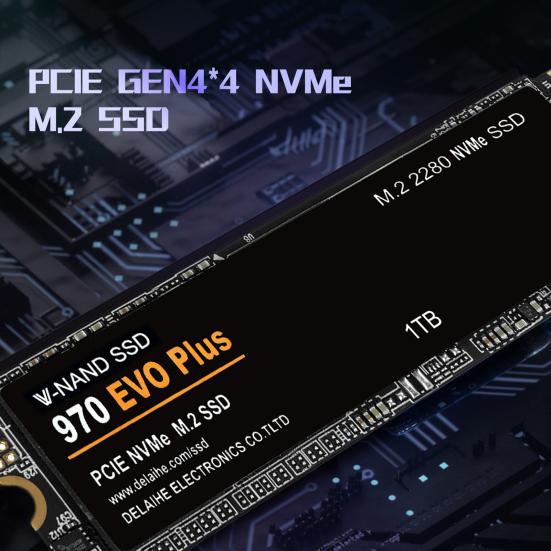 970 EVO Plus PCIe 4.0 M.2 NVMe TLC SSD 1/2/4TB Maximum Read 7300MB/s Max Write 6800MB/s AI Applications Gaming Video Editing Internal Solid