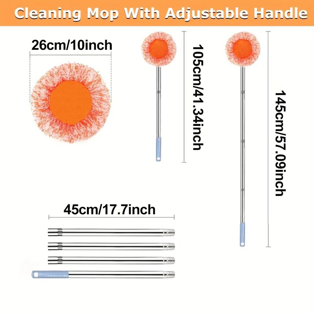 Balai Rotatif 30cm, Utilisation Sèche & Humide, Pivotant à 180° pour Aucun Coin Mort, Tampons Microfibre à Changement Rapide, Tournesol