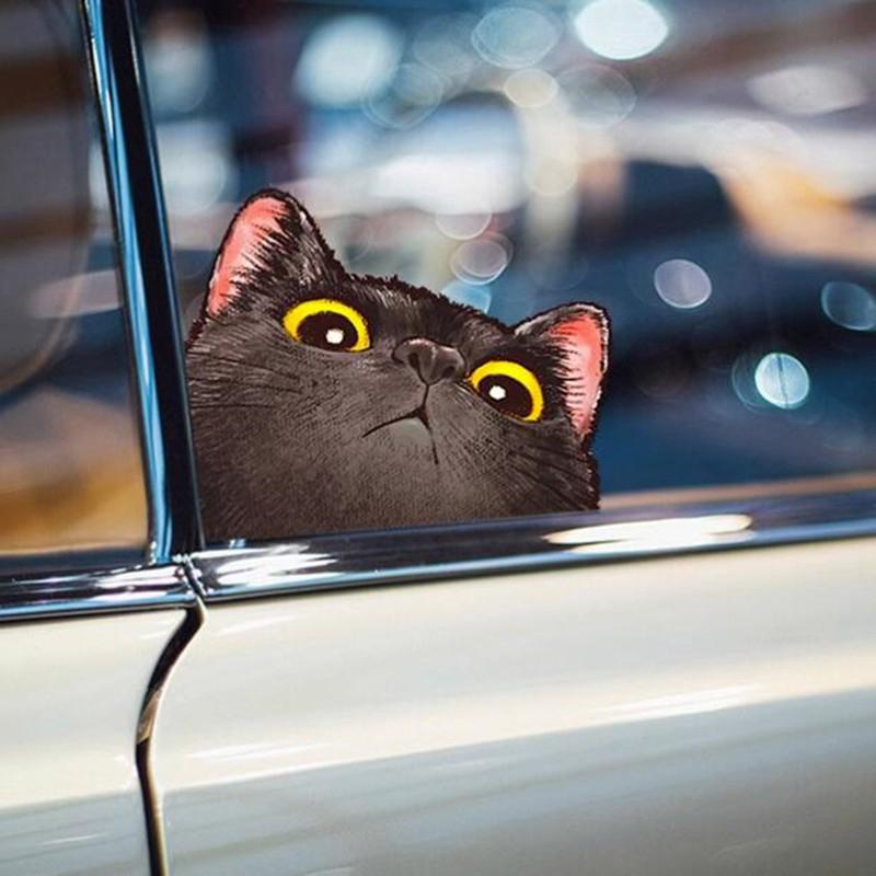 Jeden pár/taška krásná kočičí hlava natažená vykukující nálepka na auto kreativní vtipná vodotěsná nálepka na kufr do auta na notebook dekorace