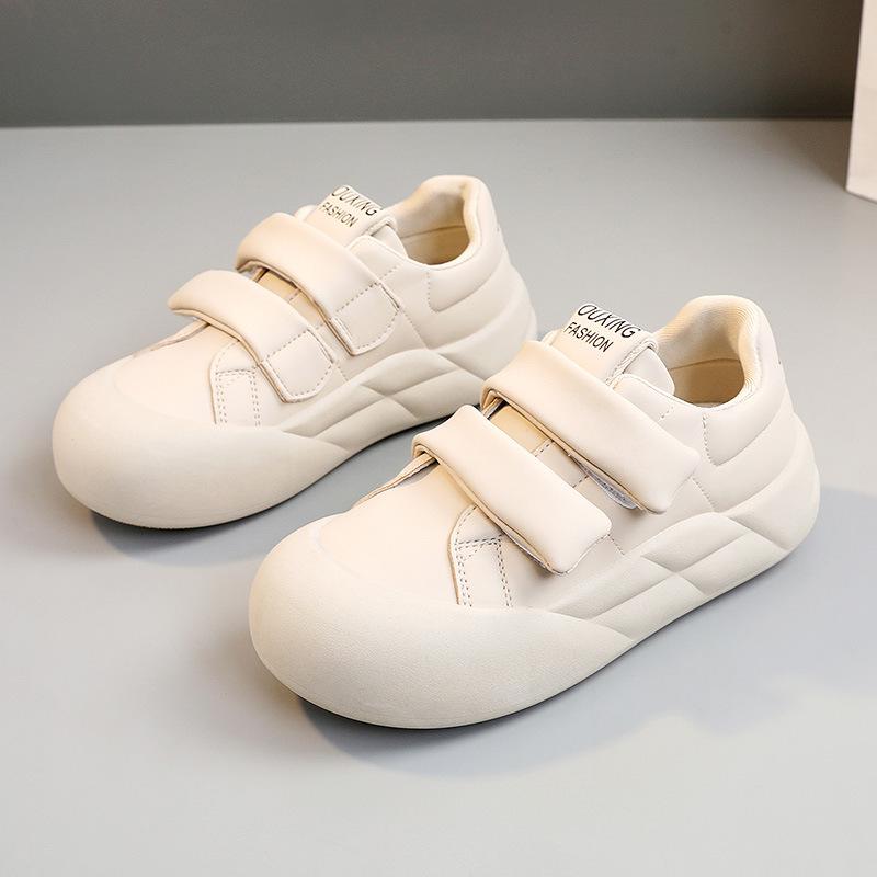 

[Customized] G3501 new 2025 spring and summer solid color leather surface round head casual board shoes thick sole heightening women s shoes magic 40