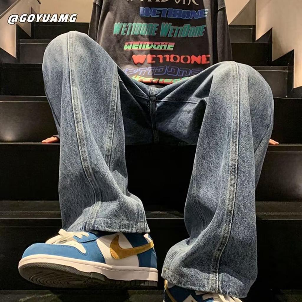 Black Versatile Jeans Men's Spring and Autumn Boys Loose Straight Casual Trousers Vibe High Street Wide-leg Trousers