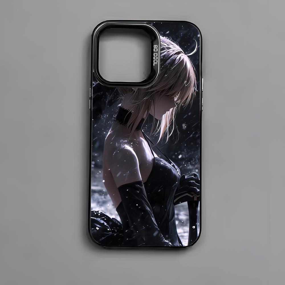Fate Zero Stay Night S-Saber Phone Case For iPhone 16 15 14 13 12 11 Pro Max Black Matte Multicolor Laser Metallic Aurora Cover