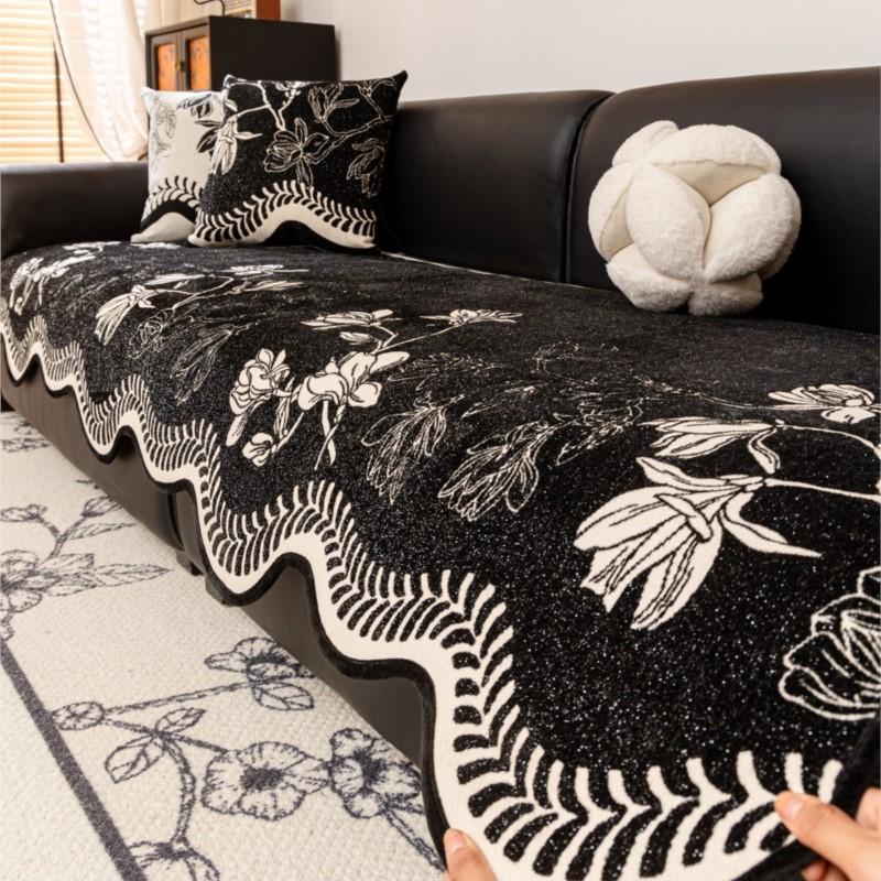 New All Seasons Retro Chenille Flowers Sofa Cover Non-Slip Couch Slipcover Protector Universal Irregularity Sofa Cushion