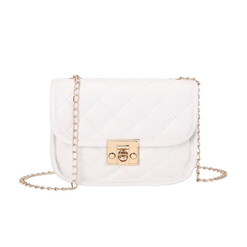 Fashion Trend Bag Small Square Bag Dies Embroidered Diamond Grid Women s Bag Female New Style S Chain Bag White