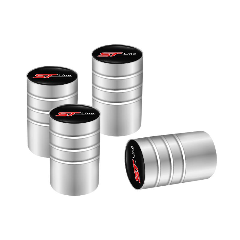 4Pcs Metal Bolt-in Wheel Tire Valve Caps Car Emblem Dust Acces For Ford ST Line Focus Mustang Fiesta Puma Ranger Kuga MK7 MAX knsh65