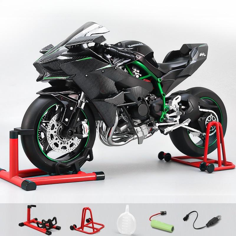Spray 1:6 Kawazaki H2R Alloy Large Motorcycle Model Diecast Precision Sound Light Simulated Kid Boyfriend Gift Display-worthy