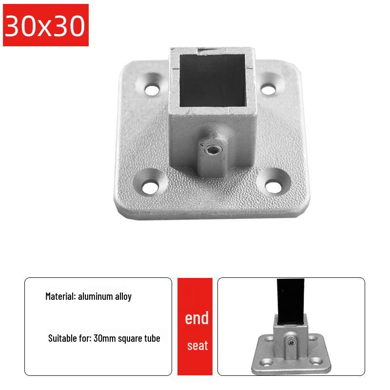 Square Aluminum Alloy Tube Connector, 20/25/30mm, Galvanized Steel Shelf Fastener, Hole-Free Design