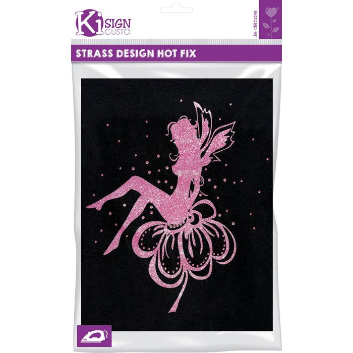 Transfert thermocollant clou et strass Fée glitter 17x20cm