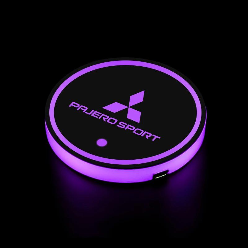 Universal LED Cup Coaster USB Rechargeable Car Interior Decoration Items for Mitsubishi Triton L200 Pajero Sport