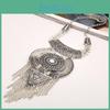Tassel Necklace Long With Multi Layer Alloy Pendant For Trendy Outfits Retro