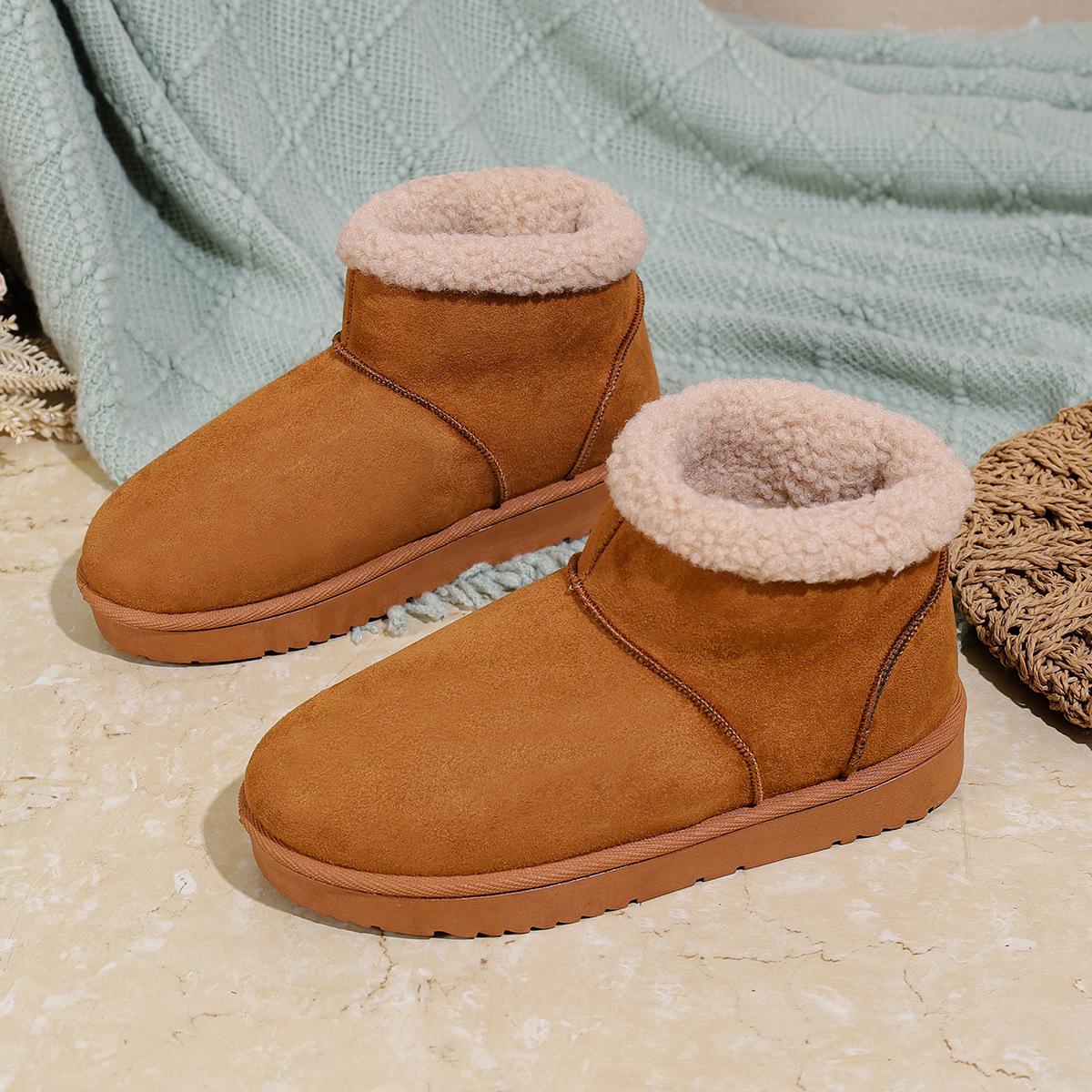 

Зимние новые ботинки на толстой подошве с высоким голенищем, женские, внешнеторговые, большого размера, на бархатной подкладке, однотонные, женские повседневные хлопковые ботинки 42 верблюд