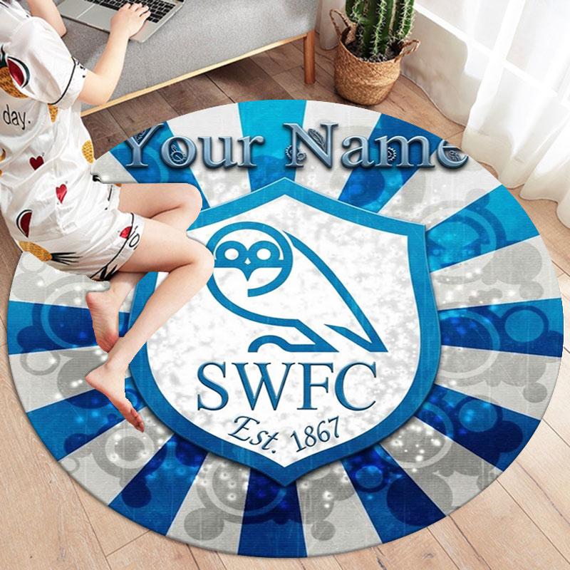 Sheffield Wednesday Football Club Custom Name Round Area Rug,Carpet Rug for Living Room Bedroom Sofa Playroom Decor,Non-slip Floor Mat