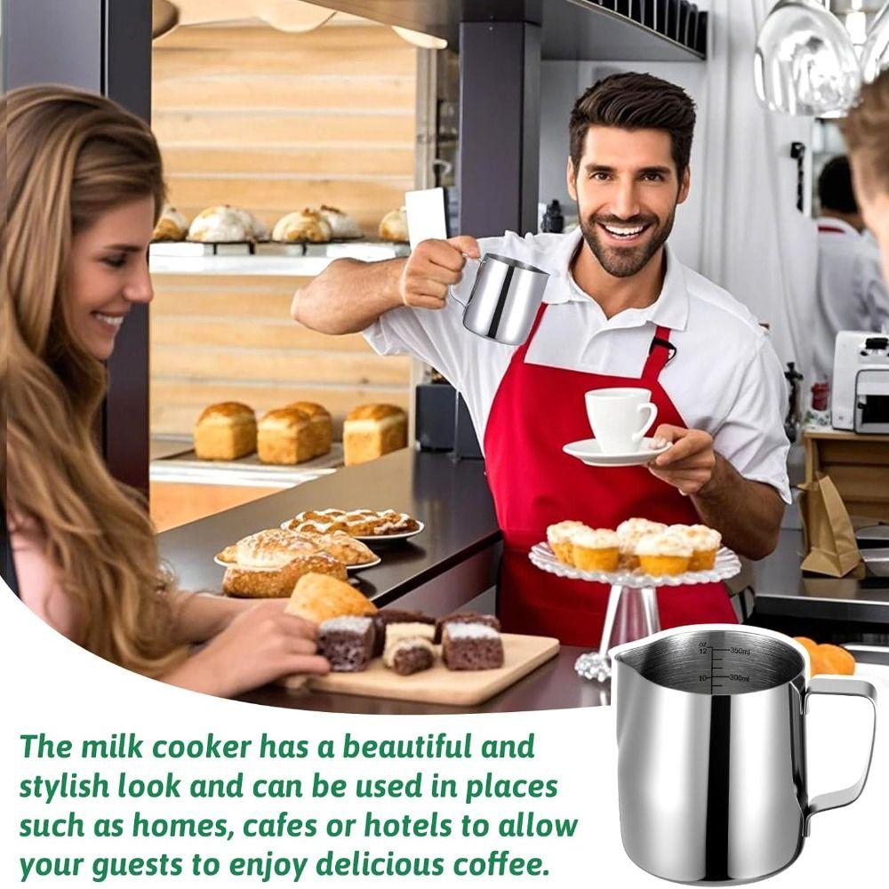 Stainless Steel Coffee Milk Frothing Jug With Pouring Spout Measurement Jug Milk Coffee Cappuccino