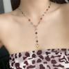 Trendy Gold Silver Color Glass Long Y-Shaped Heart Necklace Metal Collarbone Chain Party Bohemian Body Party Jewelry Gifts