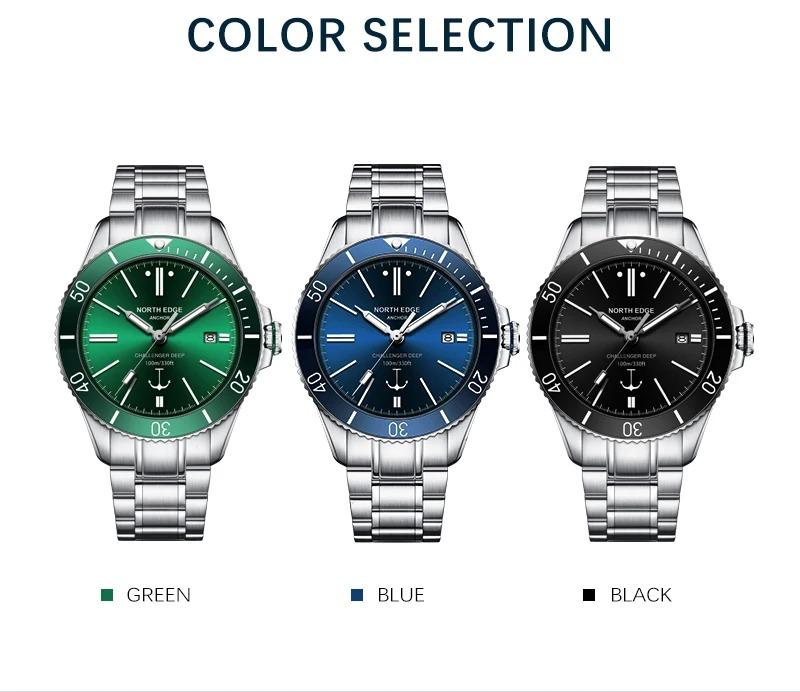 NORTH EDGE Pánské mechanické náramkové hodinky ANCHOR 42MM Luxusní safírové sklo MIYOTA 8215 Automatické hodinky 10bar Vodotěsné hodinky Pánské