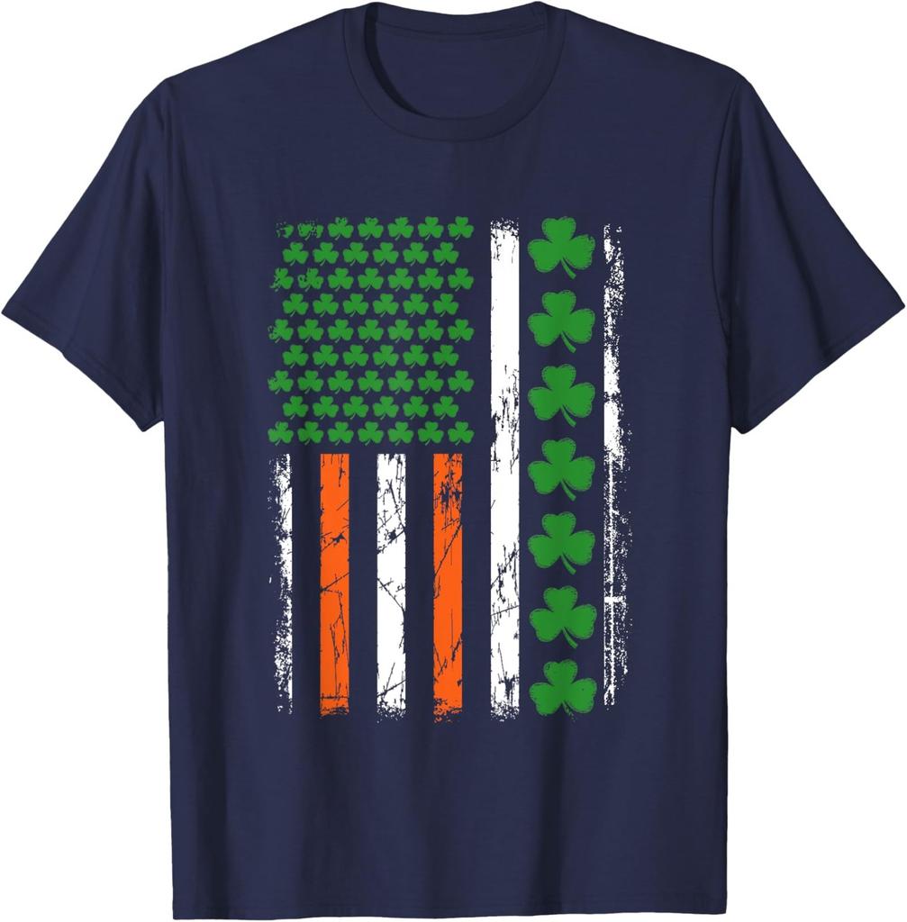 USA Flag With Shamrocks Irish Pride Unisex T-Shirt