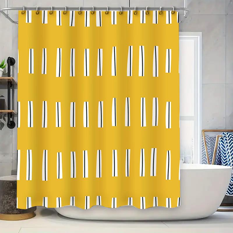 

Modern Bathroom Decor Shower Curtain Yellow White Striped Printing Home Decoration Waterproof Fabric 84X72In (30% Off) W60H190(CM)-1 Pcs