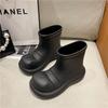 Fashion Women's Rain Shoes Big Head Water Shoes Platform Martin Boots Inner Height Increase Non-slip Velvet Warm Short Rain Boots Women