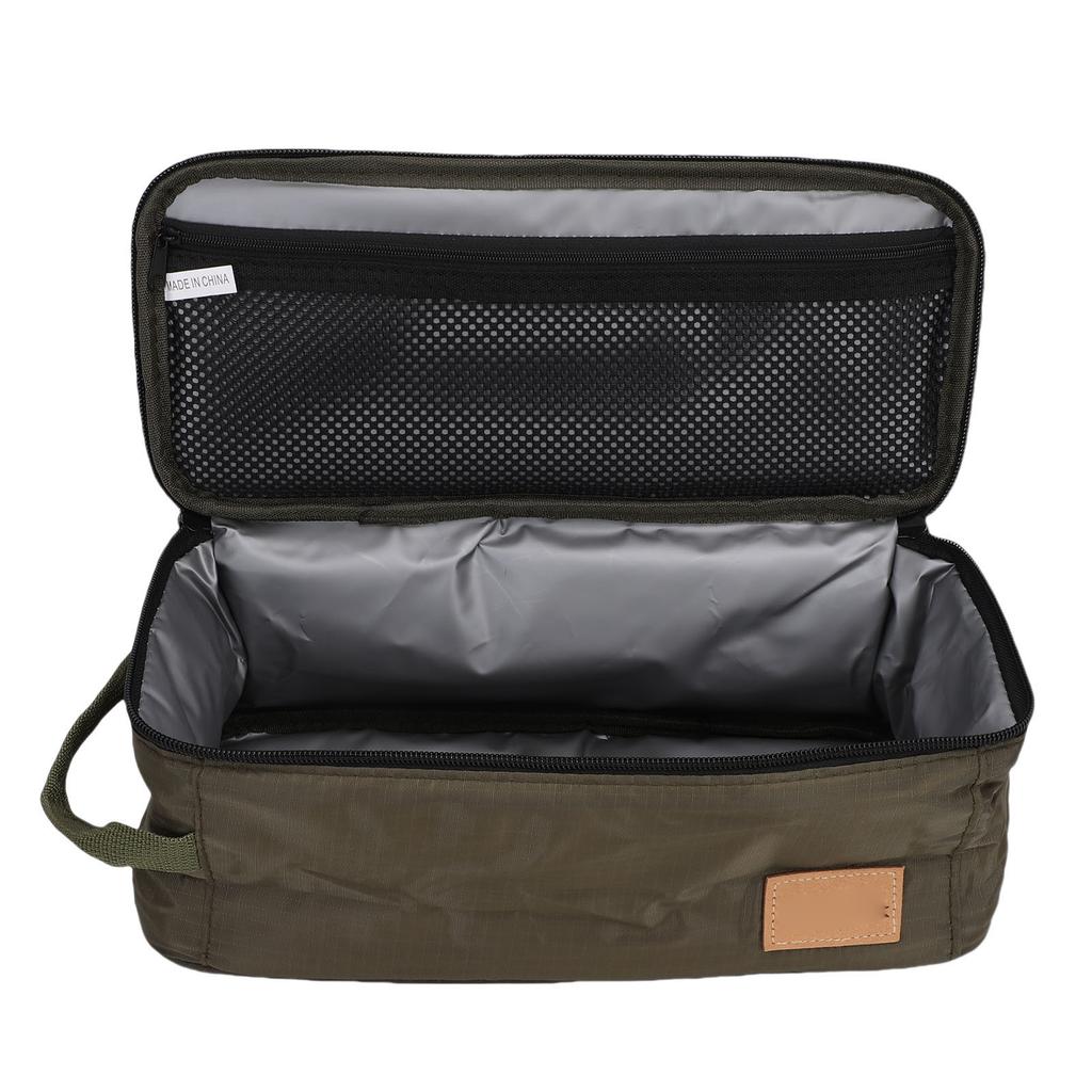 Camping-Kochgeschirr-Tasche 210D Karostoff Isoliert Kochutensilien Reisetasche mit PU-Griff für BBQ-Picknick