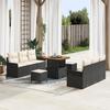9-Piece Garden Sofa Set with Cushions Black Synthetic Rattan Acacia, 2-Seater Garden Sofa with Storage 3364035