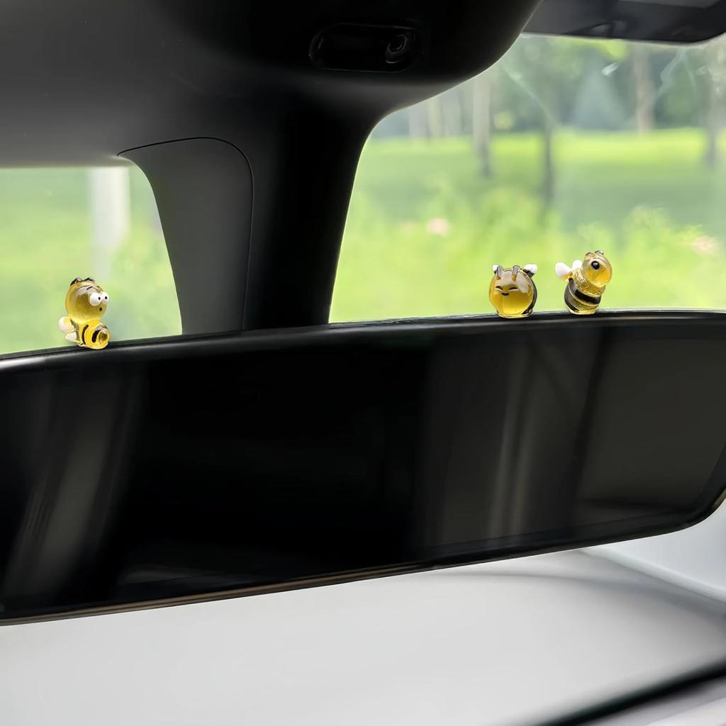 Mini Bee Cute Car Accessories, 8 PCS Yellow Bees Dashboard Decorations, Car Interior Decor for Women