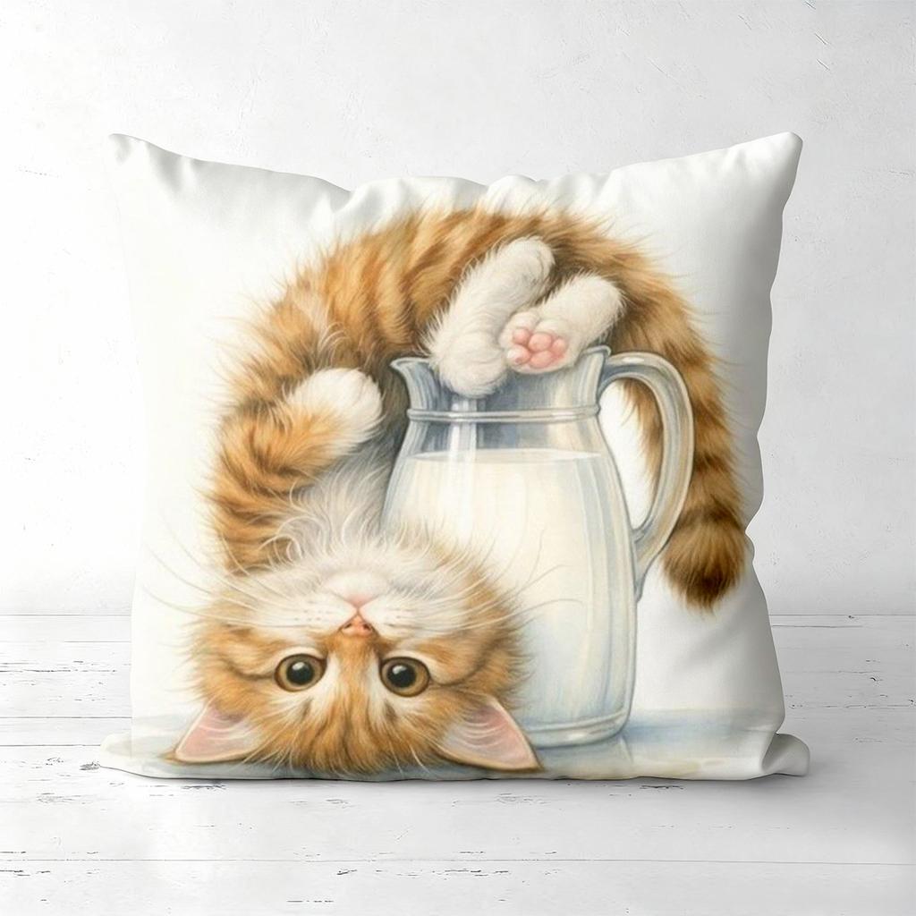 Pieces Cute Watercolor Cat Throw Pillow Covers Polyester sofa decorative cushion cov Headboard Pillow (Without Pillow Core