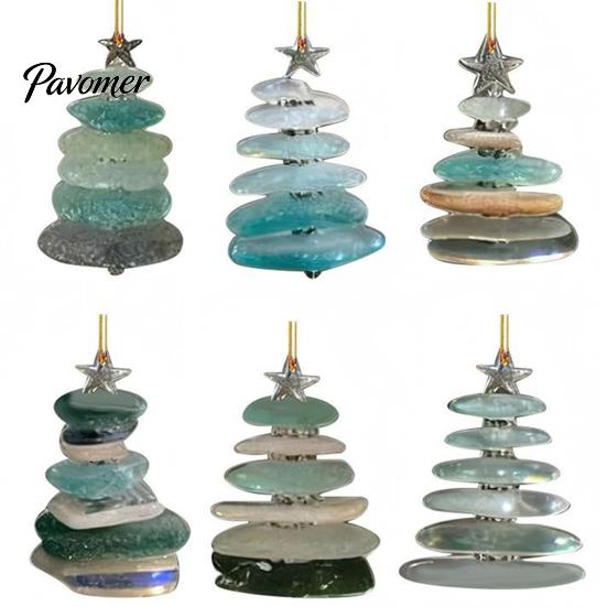 Ornamenti a Tema Oceanico Calendario dell'Avvento di Natale in Vetro Marino, Scatola Conto alla Rovescia di 24 Giorni con Accessori Decorativi Stagionali Ornamenti per Albero in Acrilico,