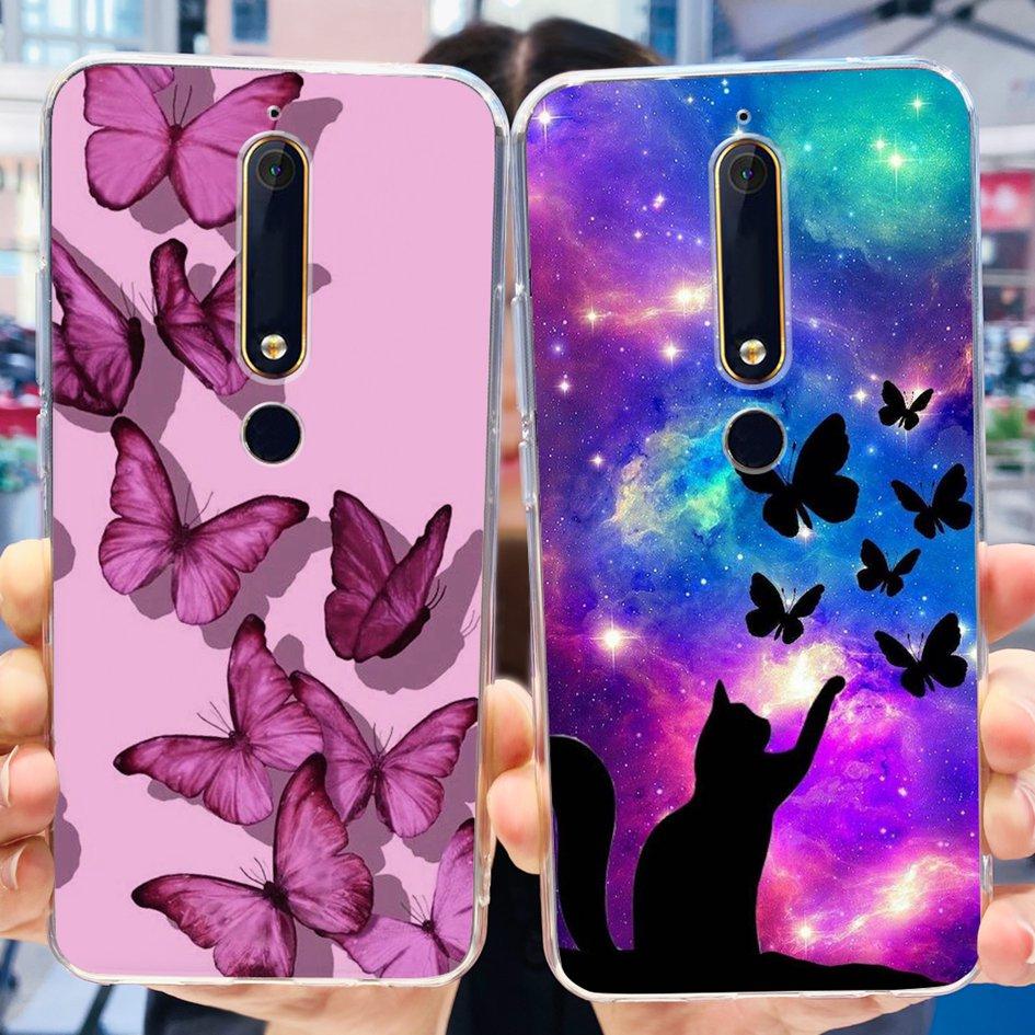 For Nokia 6 2018 Case Fashion Flower Soft Silicone Bumper For Nokia 6.1 Cover TA-1043 TA-1045 TA-1054 TA-1050 TA-1068 Phone Case