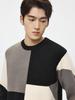 WOOG2005 Men's Color Block Patchwork Round Neck Sweater - 2025 Autumn/Winter Loose Casual Knitwear