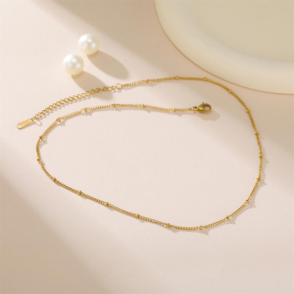 EUEAVAN 2MM Link Chain Basic Necklace For Woman Men Stainless Steel Trendy All-match Adjustable Chain DIY Jewelry Accessories
