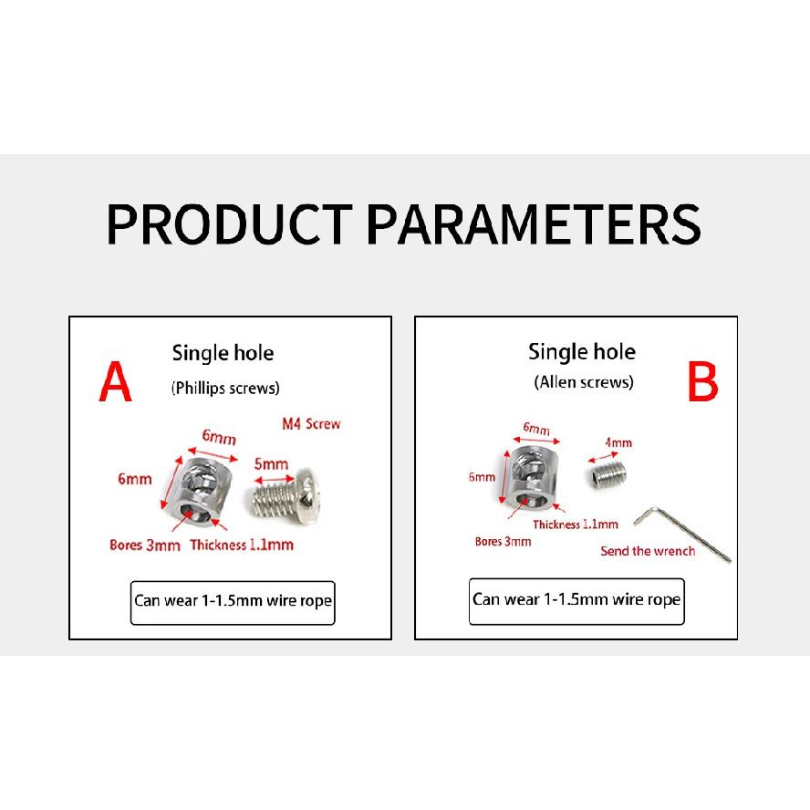 1-4mm Adjustable Steel Wire Rope Buckle Clamp for DIY Lamp Hanging Clamps Telescopic Double Hole Thread Locker Clamps