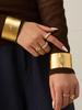 18K Gold-Plated Sand Finish Wide Cross Open Bangle with Full Diamond Design.