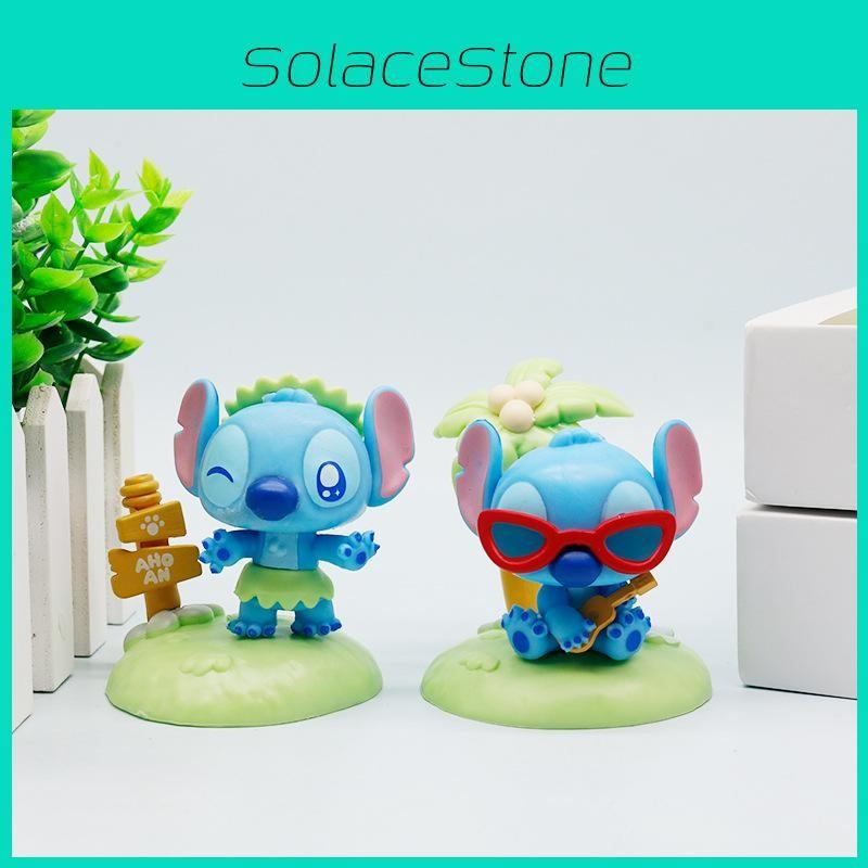 Beach Pvc Stitch Action Figures Model Toy Tabletop Decoration Cute Gifts Kids