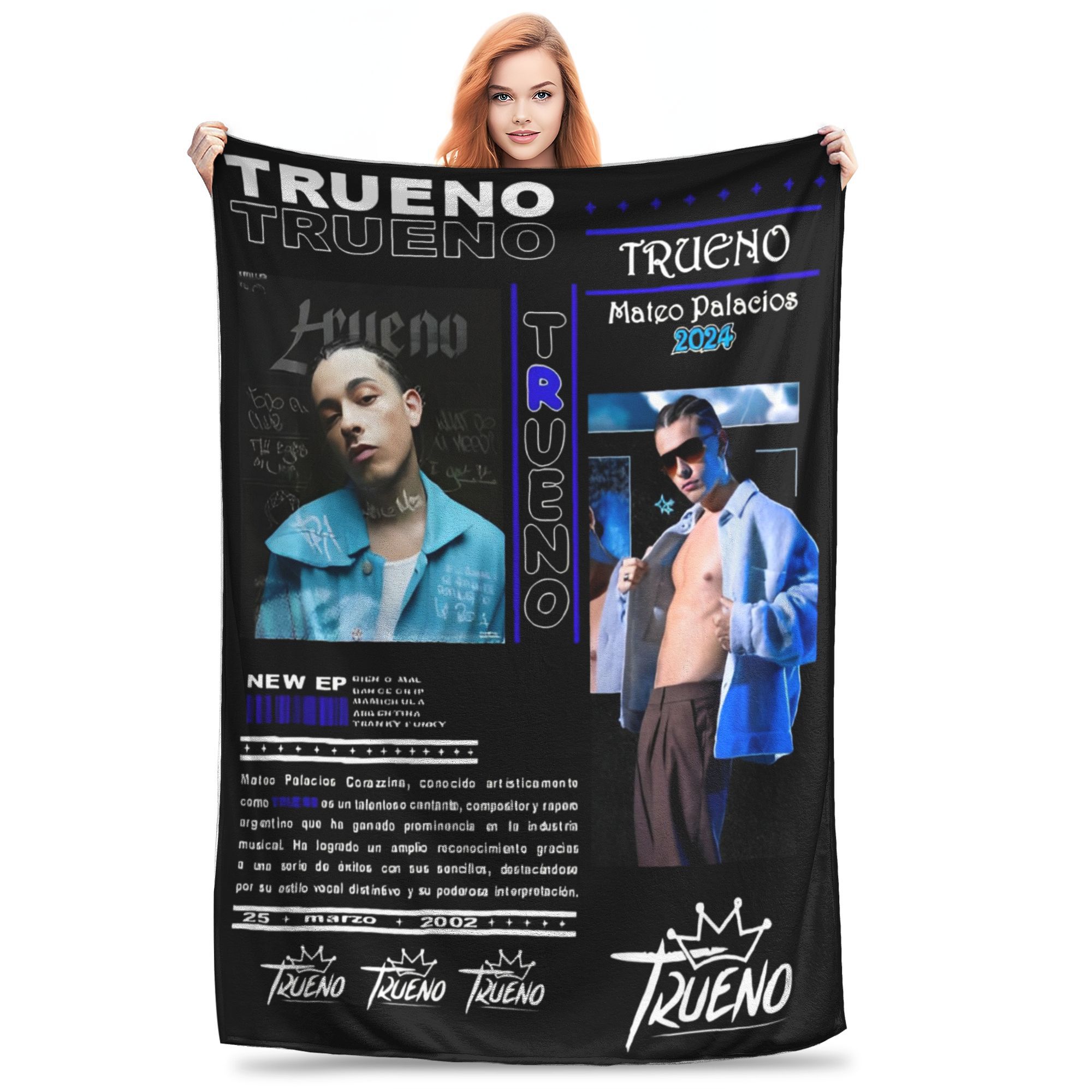 

Funny trueno hip hop rapper Blankets Lightweight Thin Fleece Cozy Throw Blankets Machine Washable 75x90cm