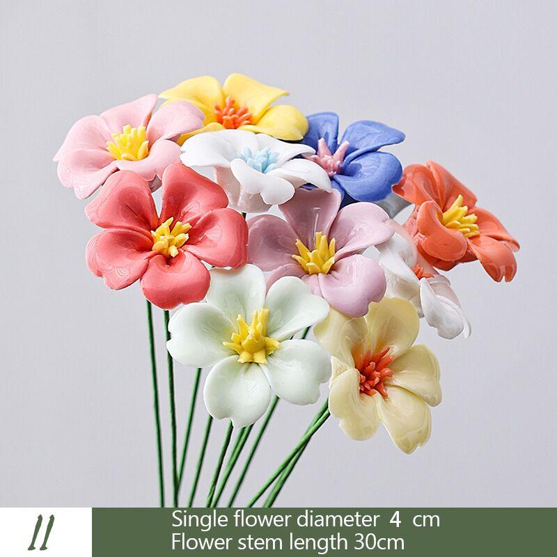 5X Artificial Flower Ceramic Handmade Fake Flower Creative Art Floral Home Decor Party Wedding Garden Decor Valentine's Day Prop
