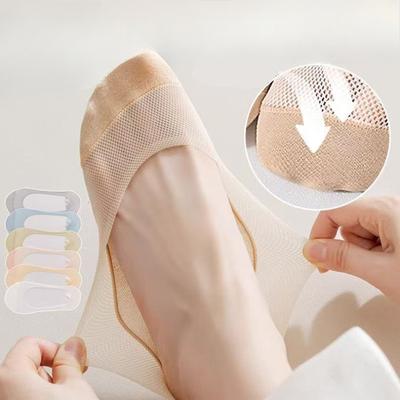 Calzini estivi da donna sottili in cotone, a taglio basso, in rete traspirante, invisibili, con tallone in silicone antiscivolo