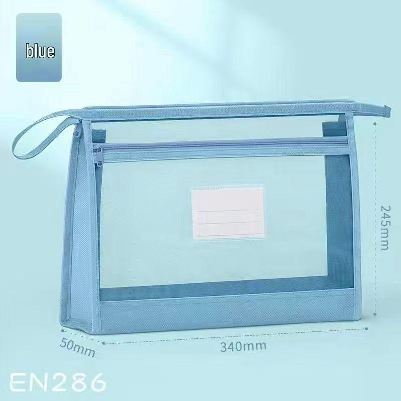Transparent School Subject Storage Bag - Handheld Zipper File for Textbooks and Homework