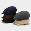 Autumn Retro Simple Literary Octagonal Hat Men's Casual Trend British Newsboy Hat Outdoor Short Brim Cap Women