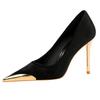10cm Absatz Damen Pumps Metall Spitze Hoher Dünner Absatz Schuhe Büro Nachtclub Party Hochzeitsbankett Model Gastgeber Stiletto Schuhe