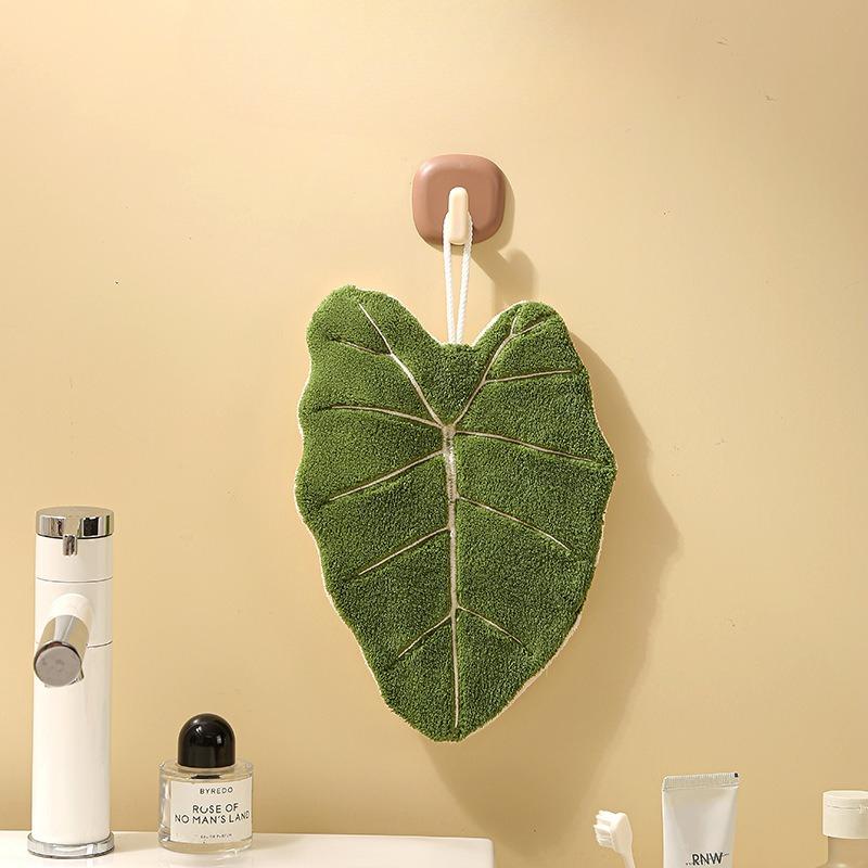 1pc Leaf-Shaped Hanging Hand Towel-Ultra Soft, Super Absorbent & Quick-Dry Bath&Kitchen Towel with Elegant Leaf Design
