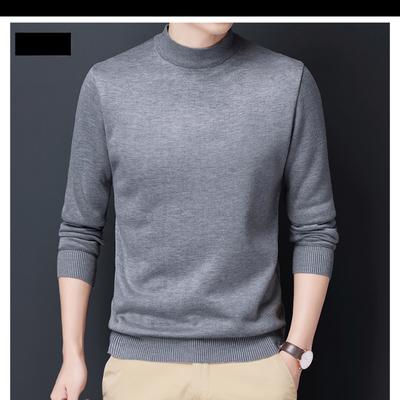 Semi-high Neck Thick Solid Color South Korea Straight Sweater Men's Sweater Men's Pullover Long Sleeves