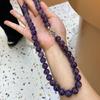 12Mm Natural Amethyst Beaded Necklace Bracelet Set Female Simple Fashion Versatile Atmosphere Necklace Jewelry